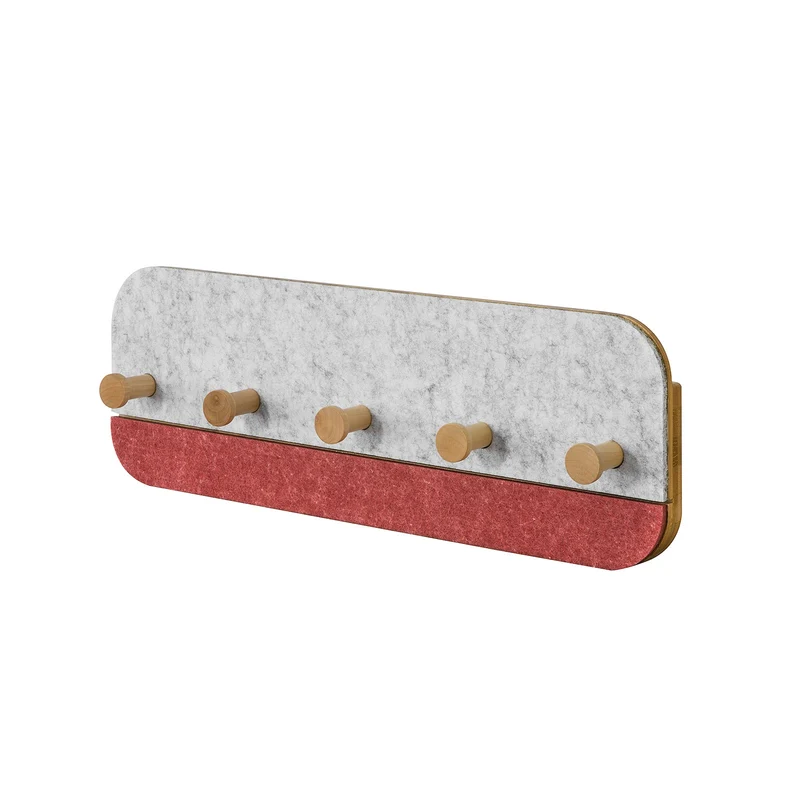 SoBuy FHK16-R Design Porte-Manteau Mural Porte-Serviette Penderie Patère Murale avec 5 Crochets en Bambou et Feutre pour Vestibule, Entrée