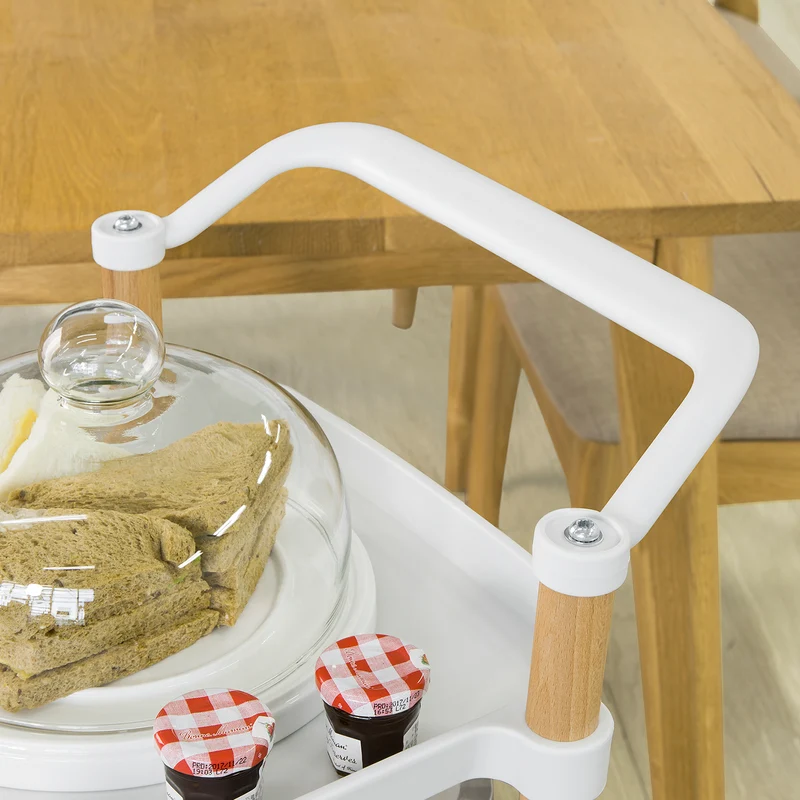 SoBuy SVW06-W Chariot de Service à 3 Niveaux Petit Desserte Chariot Roulant Étagère de Rangement avec Poignée pour Cuisine