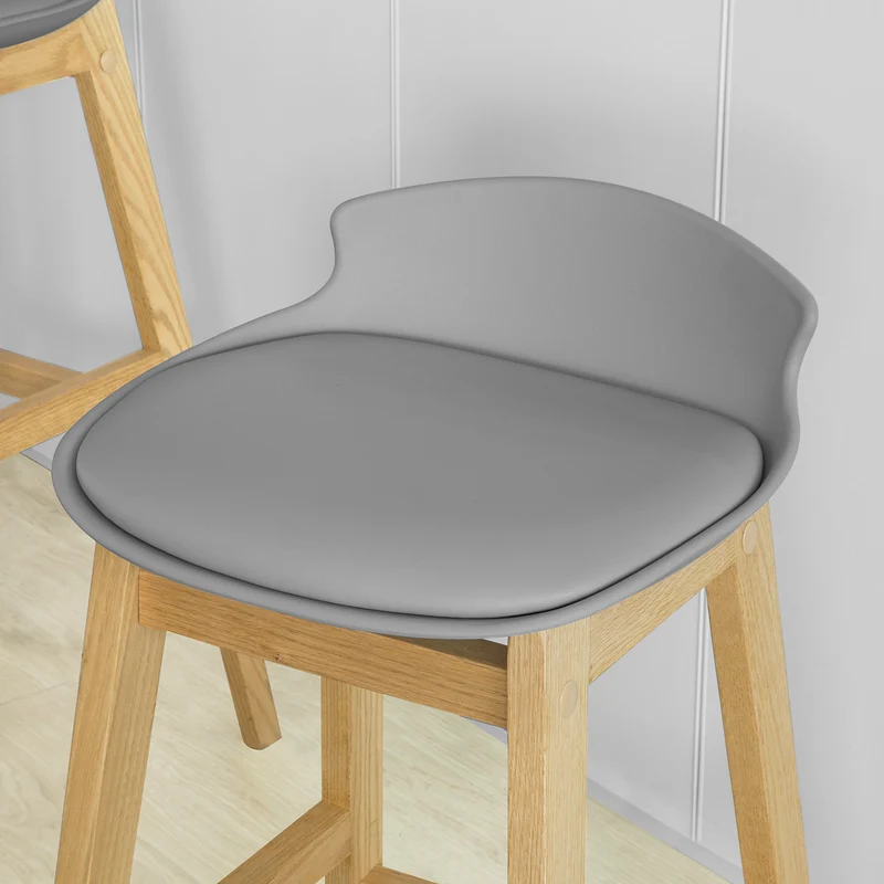 SoBuy FST79-HG Tabouret de Bar Design Chaise Haute de Bar Cuisine avec Repose-Pieds et Piètement en Bois de Chêne Haute Qualité