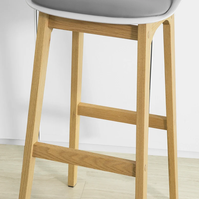 SoBuy FST78-W Tabouret de Bar Design Chaise Haute de Bar Cuisine avec Assise Rembourrée Repose-Pieds et Piètement en Bois de Chêne