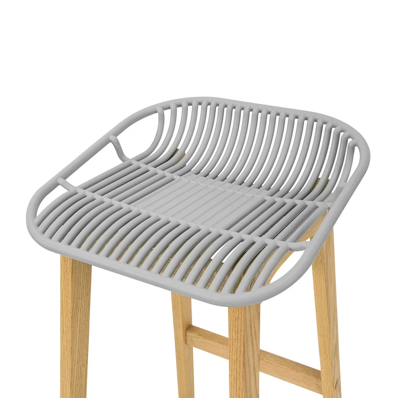 SoBuy FST77-HG Tabouret de Bar Design Chaise de Bar Cuisine avec Repose-Pieds Piètement en Bois de Chêne