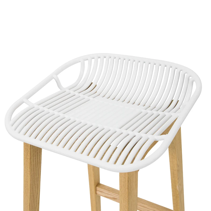SoBuy FST77-W Tabouret de Bar Design Chaise de Bar Cuisine avec Repose-Pieds Piètement en Bois de Chêne