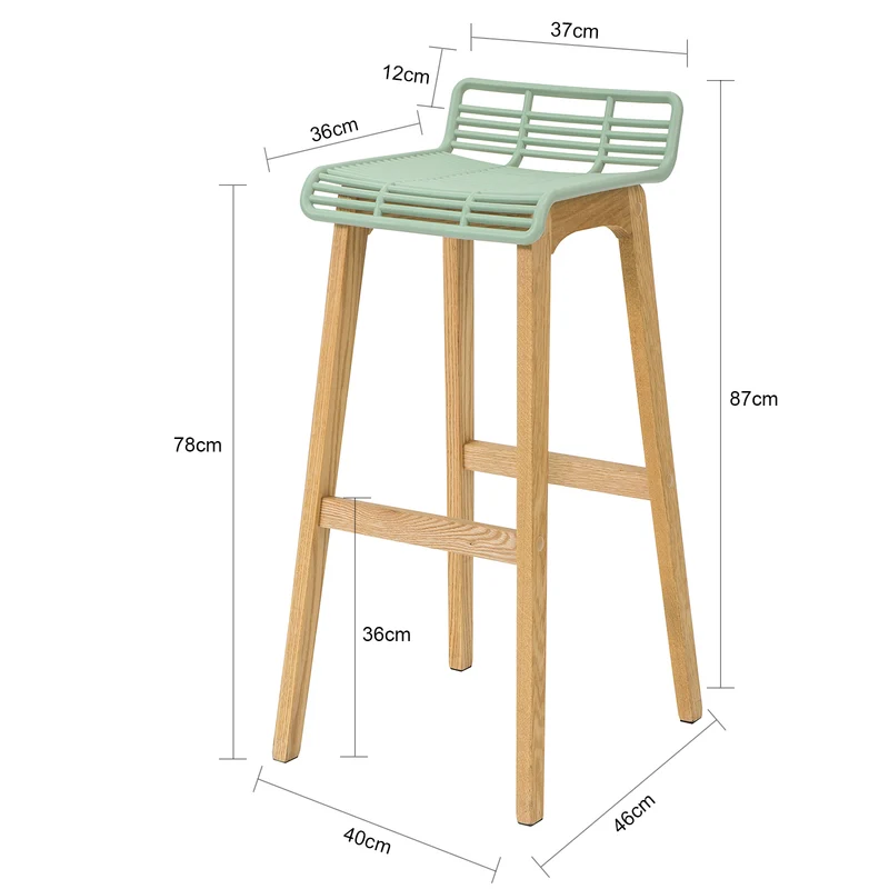 SoBuy FST76-GR Tabouret de Bar Design Chaise de Bar Cuisine avec Repose-Pieds Piètement en Bois de Chêne