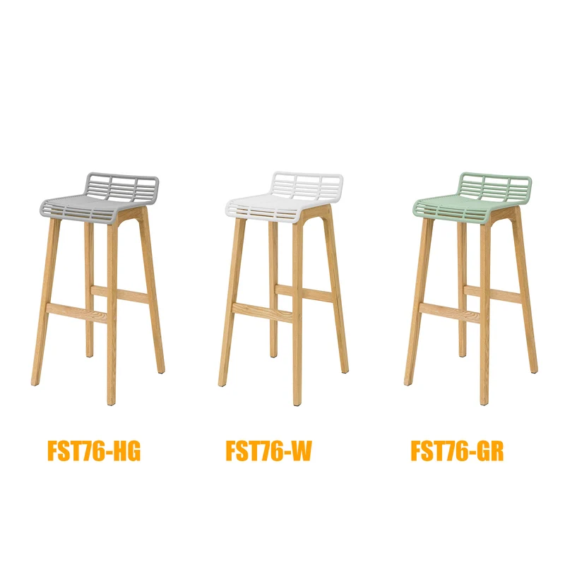 SoBuy FST76-GR Tabouret de Bar Design Chaise de Bar Cuisine avec Repose-Pieds Piètement en Bois de Chêne