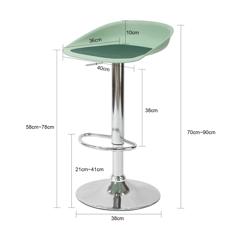 SoBuy FST75-GR Tabouret de Bar Design Chaise de Bar Cuisine Rotatif sur 360° Hauteur Réglable avec Repose-Pieds