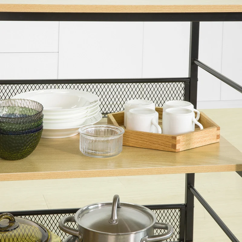 SoBuy FSB27-N Table de Cuisine Meuble de Rangement Cuisine Table Console Buffet avec 2 étagères de Rangement