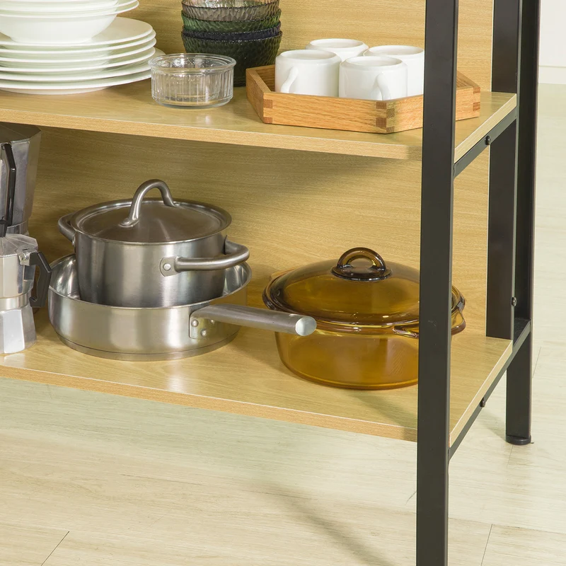 SoBuy FSB28-N Table de Cuisine Table Haute de Bar Table Console Buffet avec 2 étagères de Rangement