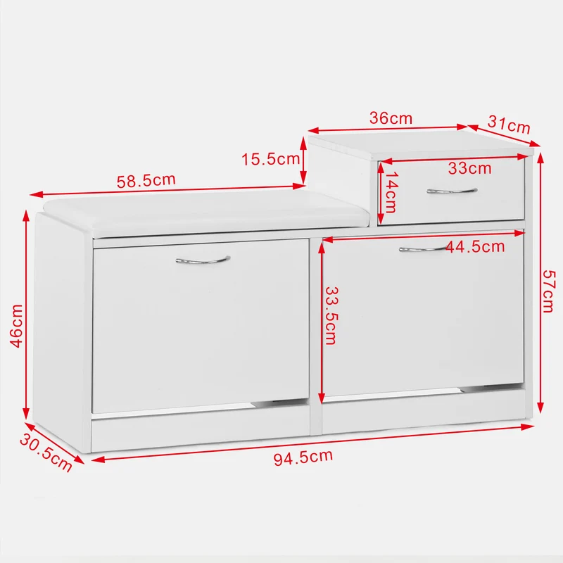 SoBuy FSR17-W Meuble d’entrée Banc Meuble à Chaussures