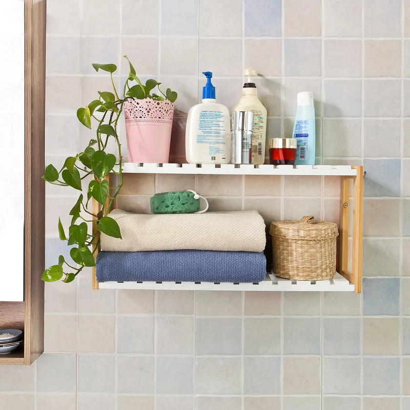 SoBuy FRG27-WN Etagère Murale Salle de Bain Toilettes Cuisine