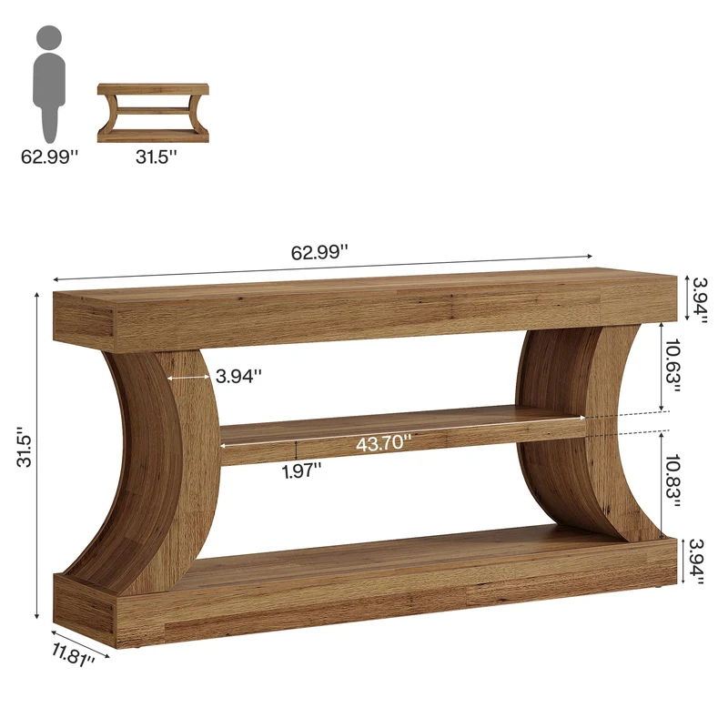Tribesigns Console de 160 cm au design incurvé, Meuble TV bas avec rangement pour salon