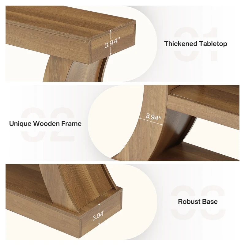 Tribesigns Console de 160 cm au design incurvé, Meuble TV bas avec rangement pour salon