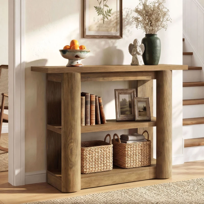 Tribesigns Console de 105 cm, Table d'entrée étroite avec 3 étagères et structure épaisse