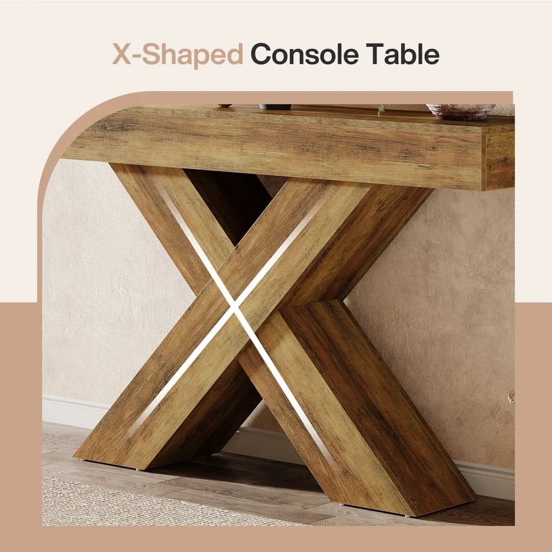 Tribesigns Console de 140 cm, Table d'appoint en bois au design unique