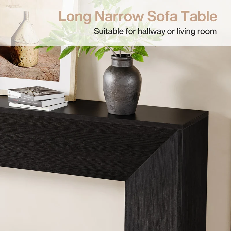 Tribesigns Console 160 cm pour entrée, Table d'appoint en bois noir pour salon et couloir