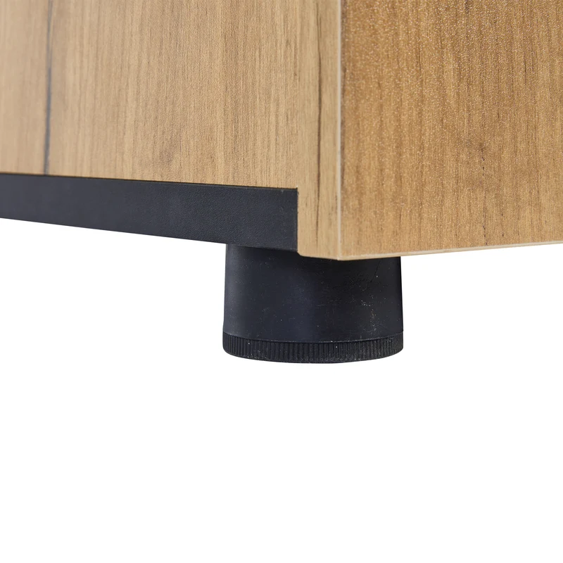 Buffet effet bois avec vitrine éclairage LED 3 tiroirs GHURGAX