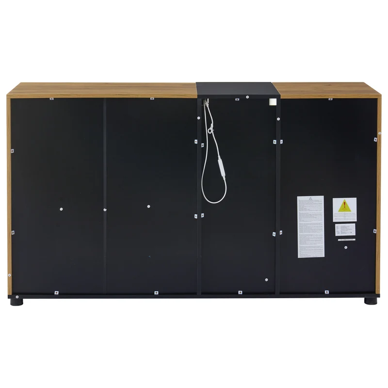 Buffet effet bois avec vitrine éclairage LED 3 tiroirs GHURGAX
