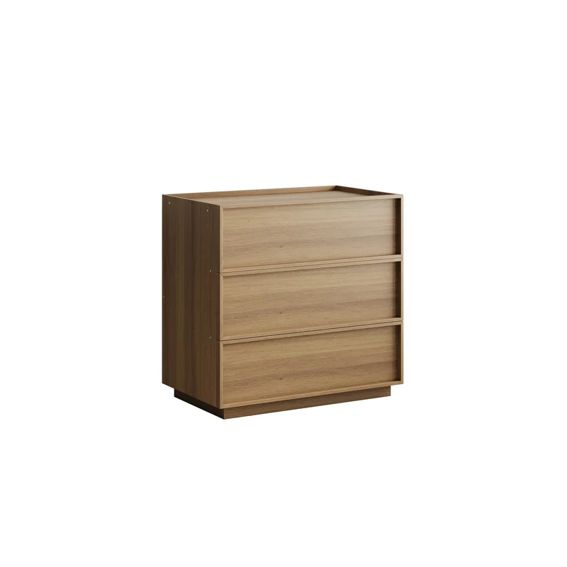 Buffet commode effet bois chêne 3 tiroirs 80x48x78cm ELYSIUME