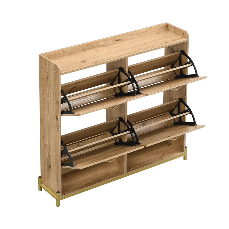 Meuble à chaussures élégant effet bois 4 portes MDF 108,5x24x100 cm ALIGNESS