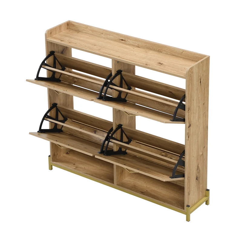 Meuble à chaussures élégant effet bois 4 portes MDF 108,5x24x100 cm ALIGNESS