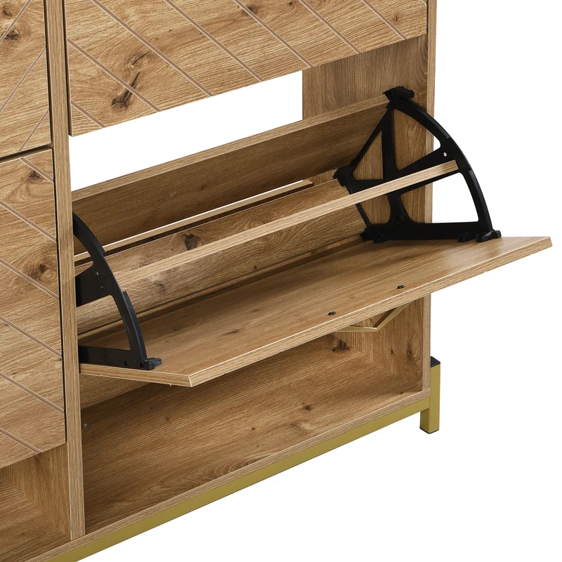 Meuble à chaussures élégant effet bois 4 portes MDF 108,5x24x100 cm ALIGNESS