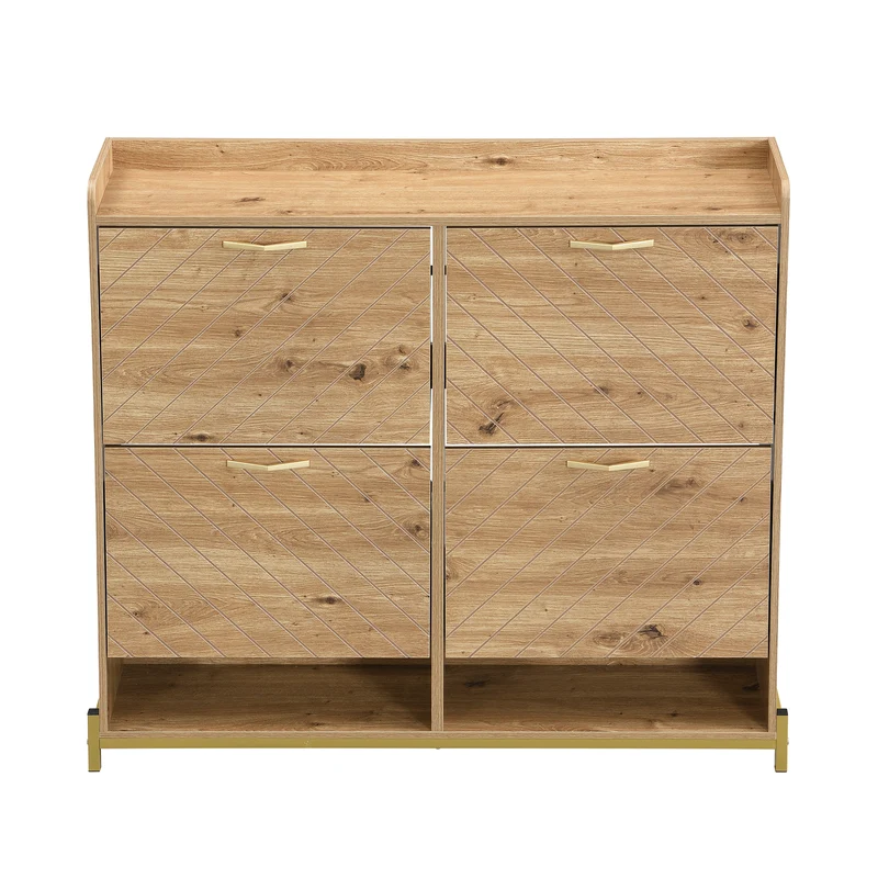 Meuble à chaussures élégant effet bois 4 portes MDF 108,5x24x100 cm ALIGNESS