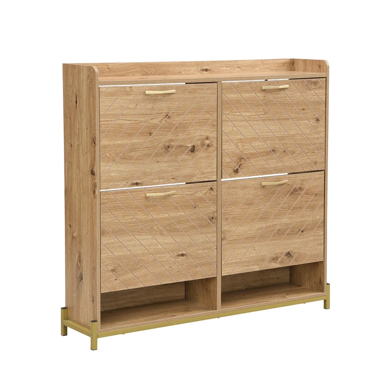 Meuble à chaussures élégant effet bois 4 portes MDF 108,5x24x100 cm ALIGNESS