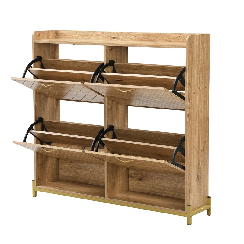 Meuble à chaussures élégant effet bois 4 portes MDF 108,5x24x100 cm ALIGNESS
