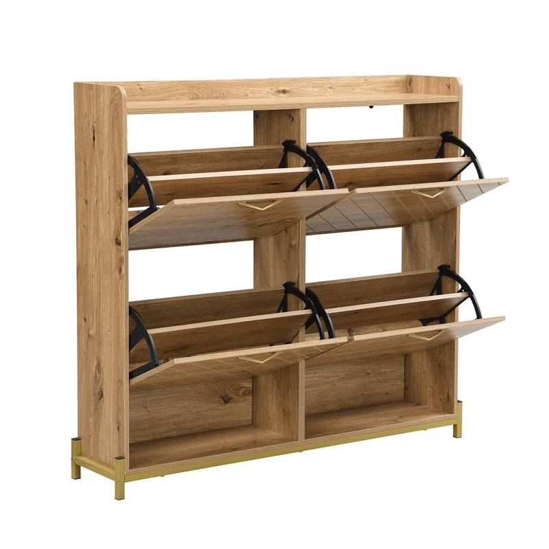 Meuble à chaussures élégant effet bois 4 portes MDF 108,5x24x100 cm ALIGNESS
