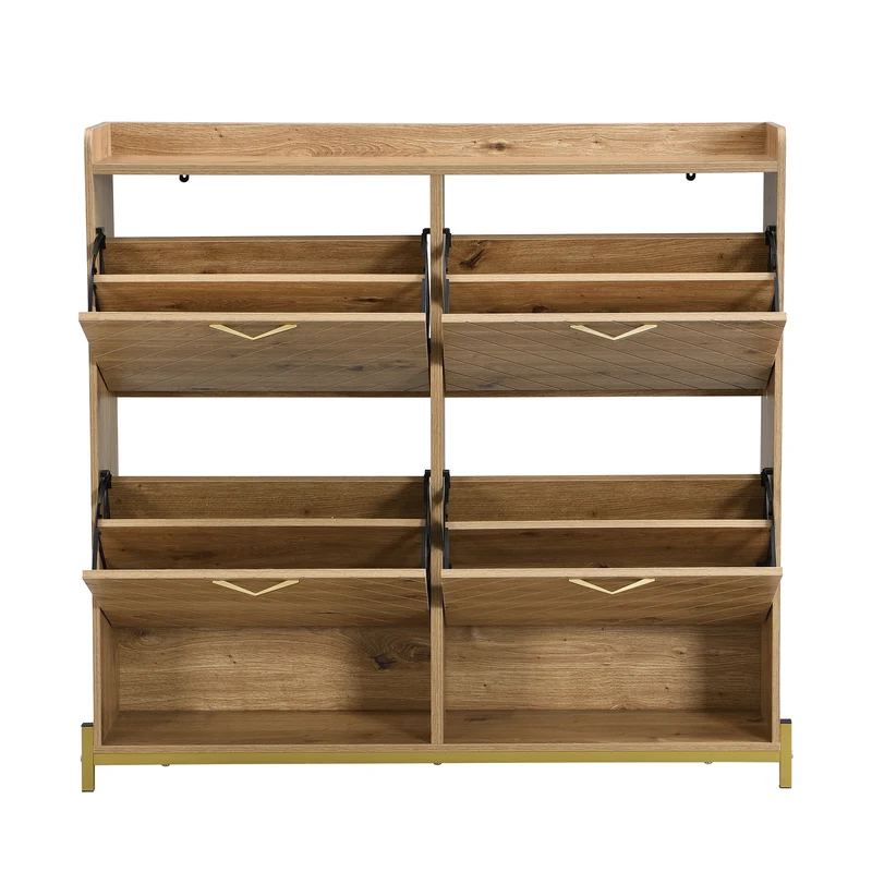 Meuble à chaussures élégant effet bois 4 portes MDF 108,5x24x100 cm ALIGNESS