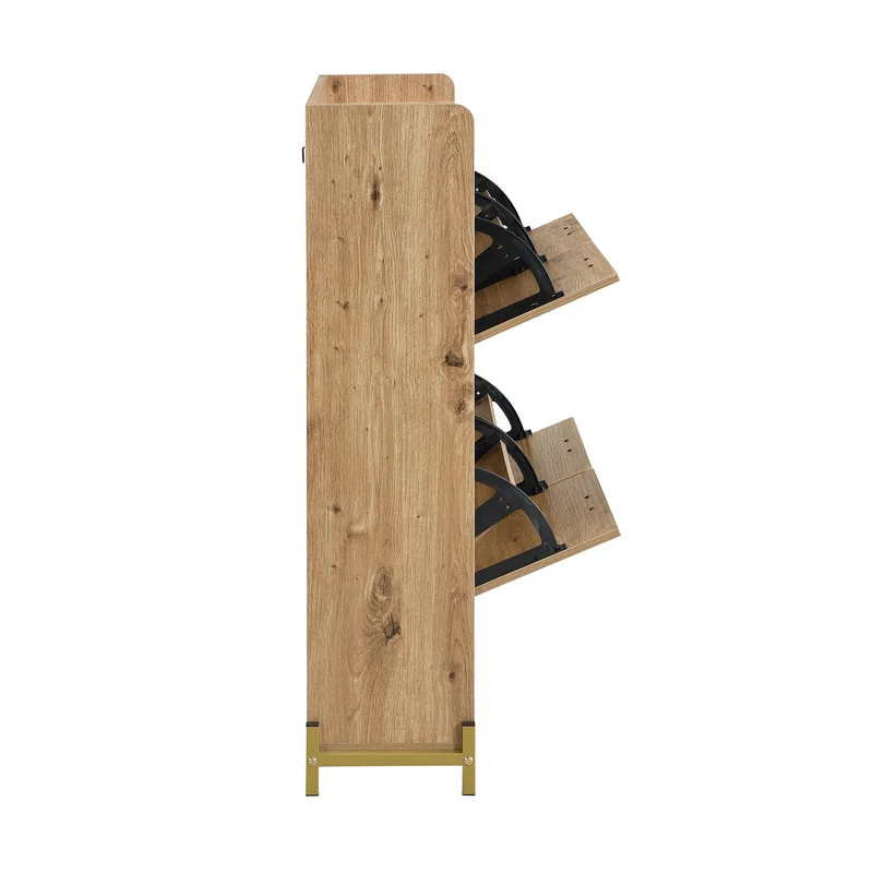 Meuble à chaussures élégant effet bois 4 portes MDF 108,5x24x100 cm ALIGNESS
