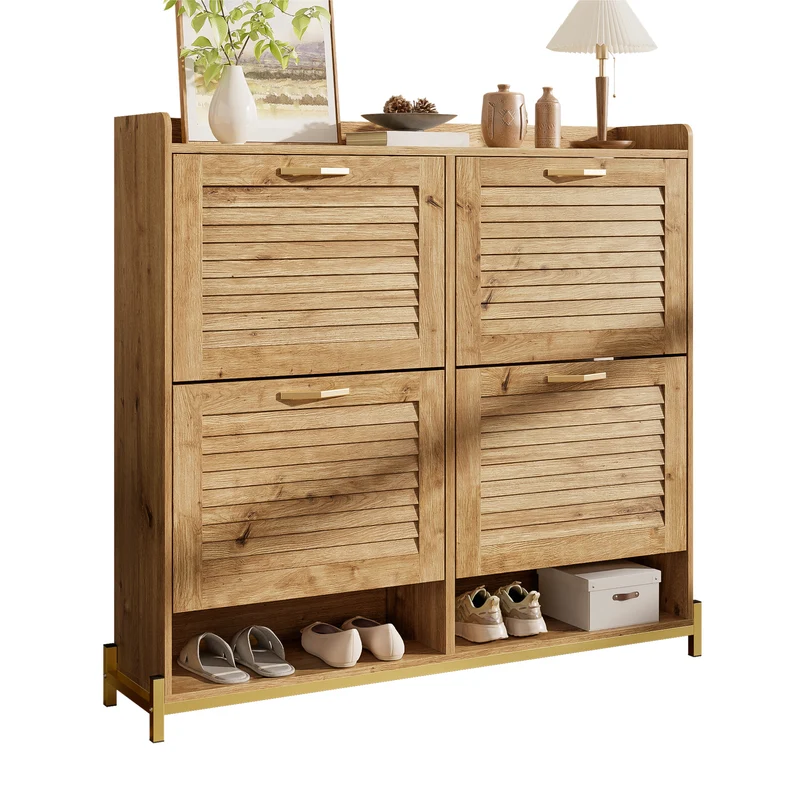 Meuble à chaussures moderne avec 4 portes en bois 108,5×24×100 cm PICTOGRAPH