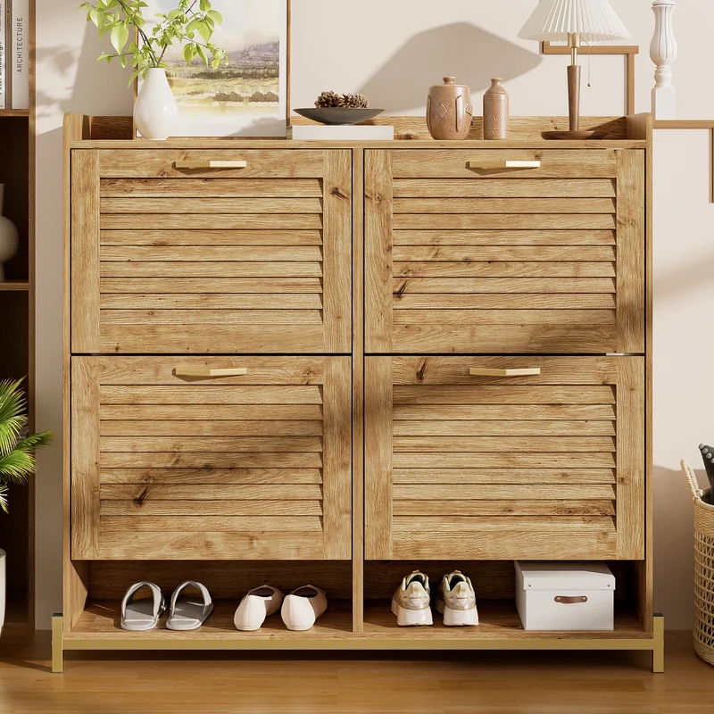 Meuble à chaussures moderne avec 4 portes en bois 108,5×24×100 cm PICTOGRAPH
