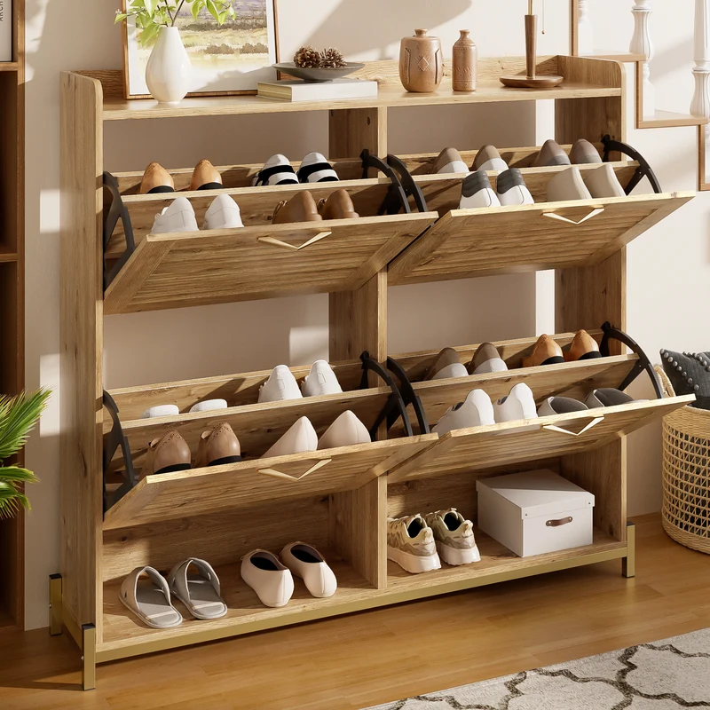 Meuble à chaussures moderne avec 4 portes en bois 108,5×24×100 cm PICTOGRAPH