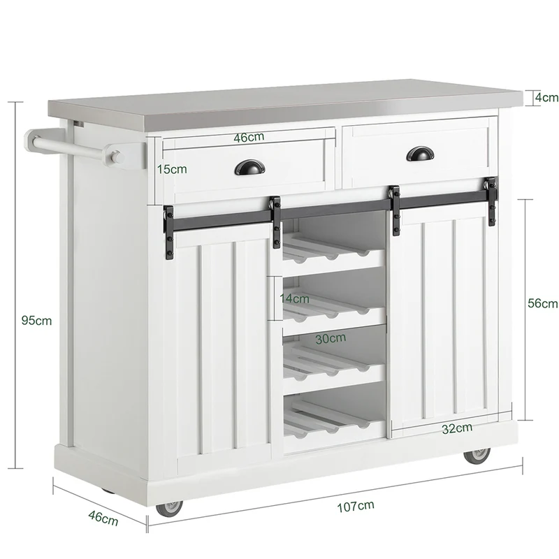 SoBuy FKW94-W Desserte de Cuisine Chariot de Service Meuble de Rangement à roulettes