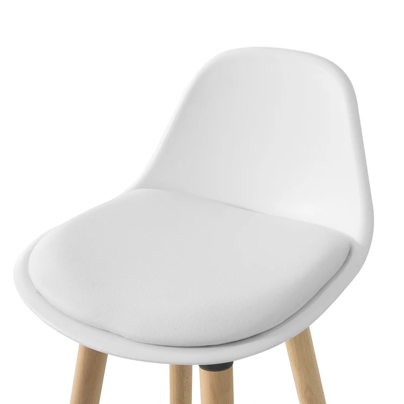SoBuy FST70-W Tabouret de Bar avec Repose-Pieds et Dossier en Hêtre Blanc