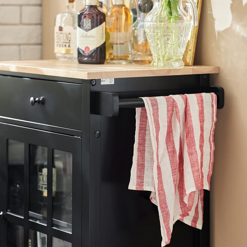 SoBuy FKW98-SCH Chariot de Service Desserte de Cuisine à roulettes Meuble de Rangement pour Cuisine et Salon L63xP46xH88cm - Noir