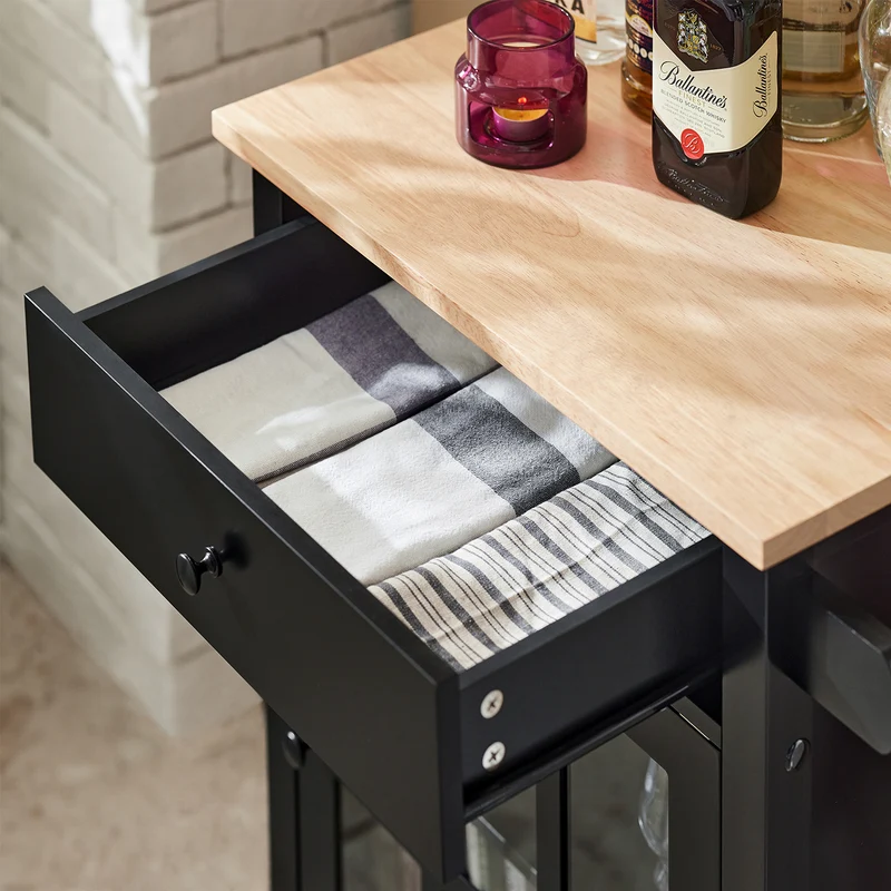 SoBuy FKW98-SCH Chariot de Service Desserte de Cuisine à roulettes Meuble de Rangement pour Cuisine et Salon L63xP46xH88cm - Noir