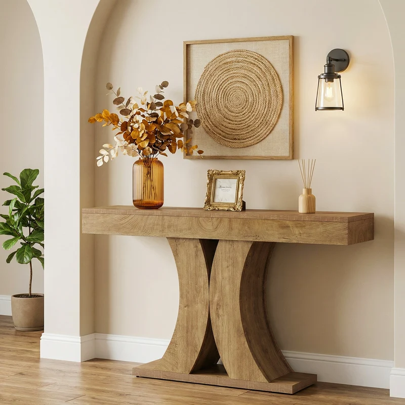 Tribesigns Console 150 cm, Table d'entrée étroite en bois pour salon