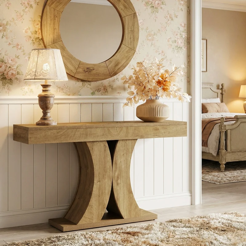 Tribesigns Console 150 cm, Table d'entrée étroite en bois pour salon