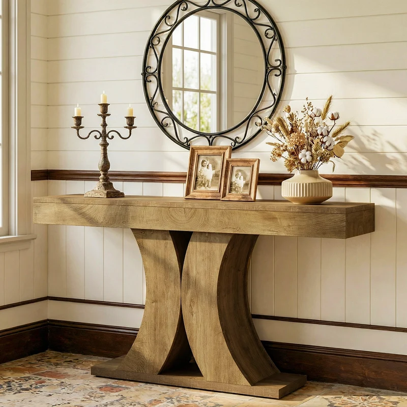 Tribesigns Console 150 cm, Table d'entrée étroite en bois pour salon