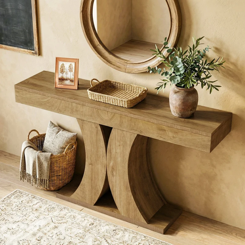 Tribesigns Console 150 cm, Table d'entrée étroite en bois pour salon