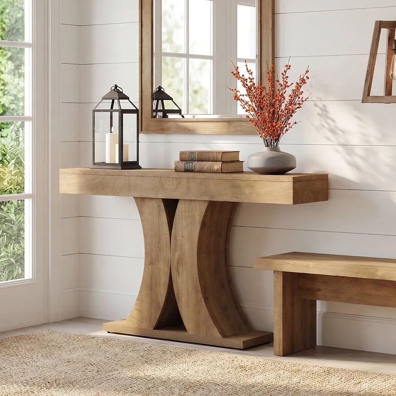 Tribesigns Console 150 cm, Table d'entrée étroite en bois pour salon