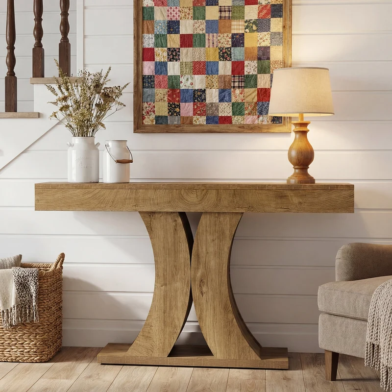 Tribesigns Console 150 cm, Table d'entrée étroite en bois pour salon