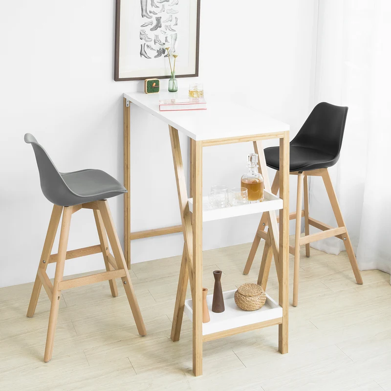 SoBuy FST69-HG Tabouret de Bar Tabouret Haut Cuisine Chaise de Bar avec Dossier