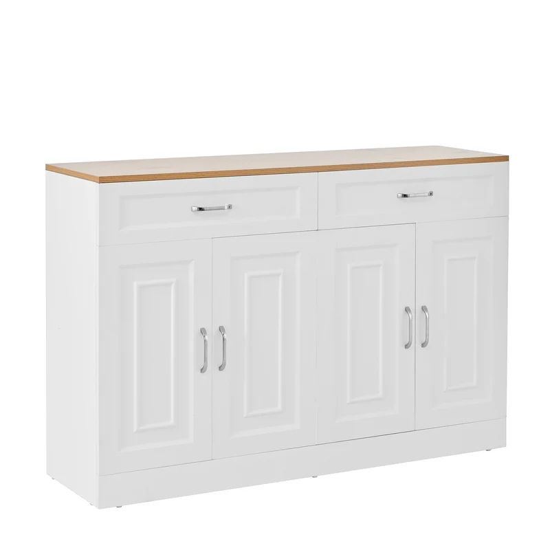 Buffet effet bois et blanc 4 portes et 2 tiroirs 120*35cm OPALPHYT