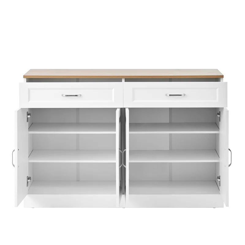 Buffet effet bois et blanc 4 portes et 2 tiroirs 120*35cm OPALPHYT