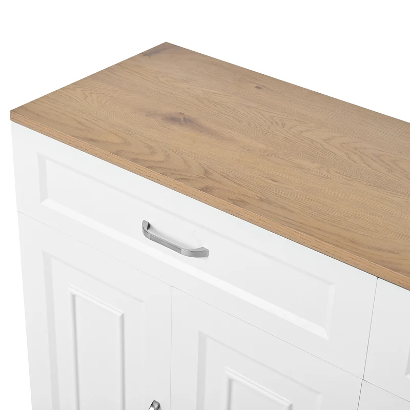 Buffet effet bois et blanc 4 portes et 2 tiroirs 120*35cm OPALPHYT