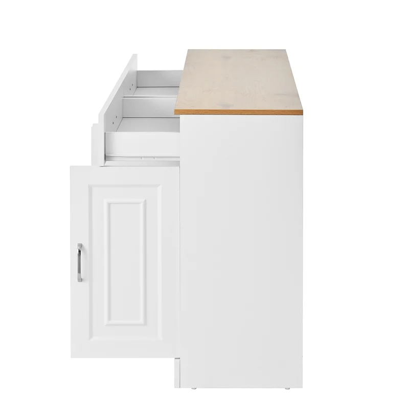 Buffet effet bois et blanc 4 portes et 2 tiroirs 120*35cm OPALPHYT