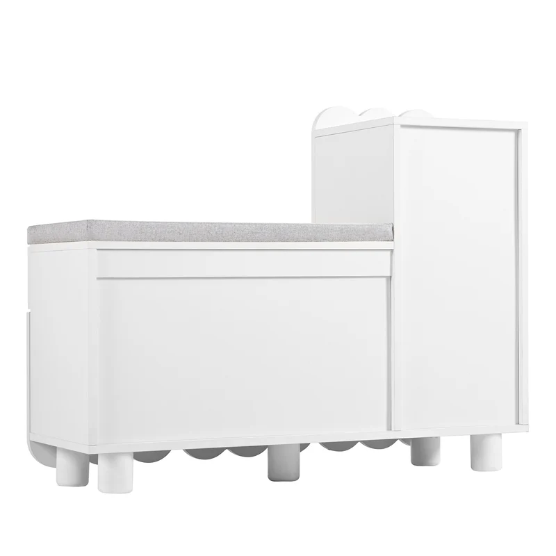 Meuble à chaussures blanc avec rangement banc assise rembourrée KIVUILS