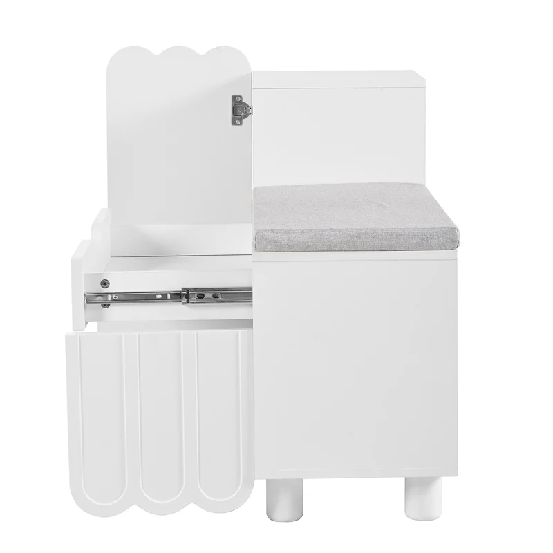 Meuble à chaussures blanc avec rangement banc assise rembourrée KIVUILS